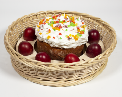 Пасхальное блюдо круглое с вкладышем для яиц и кулича