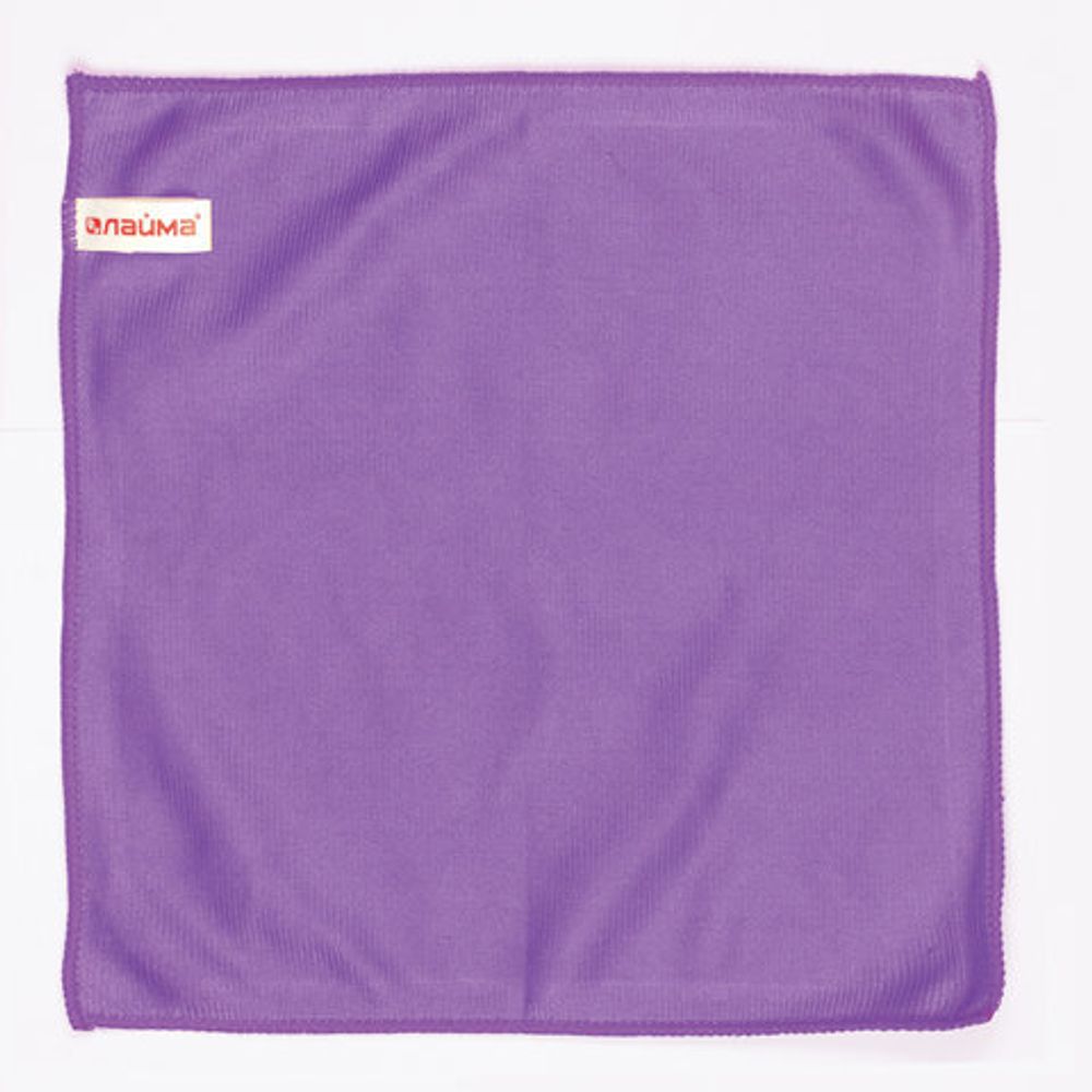 Салфетка из МИКРОФИБРЫ для стекол и зеркал 30х30 см, фиолетовая, 280 г/м2, LAIMA, 601248