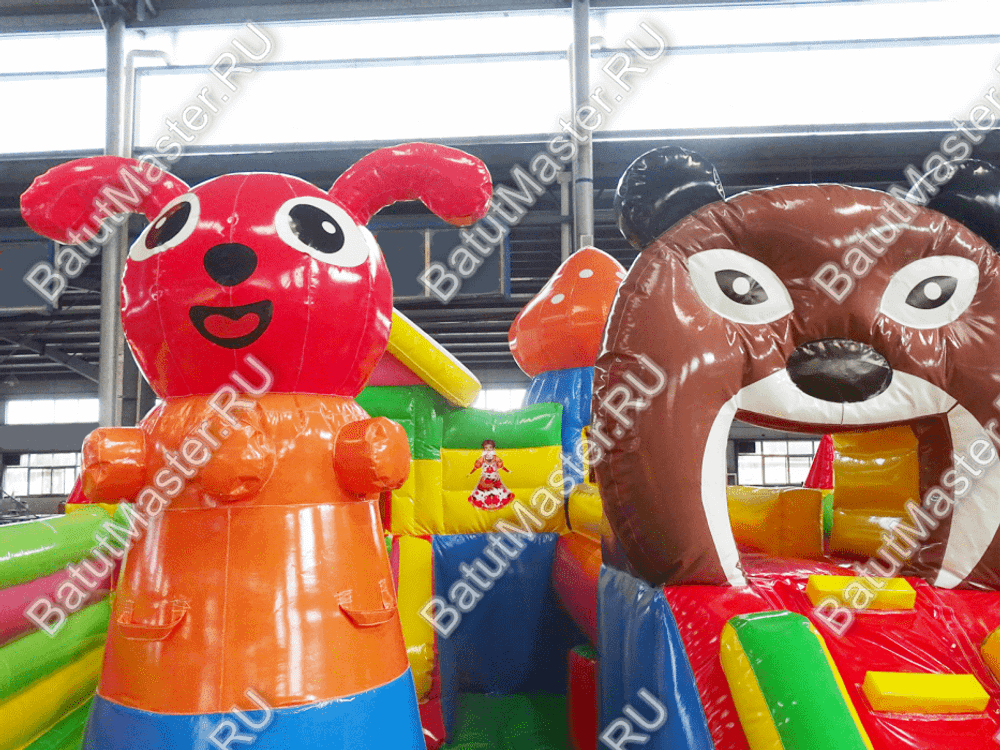 Детский надувной батут-горка "Маша и медведи" 16*10 м