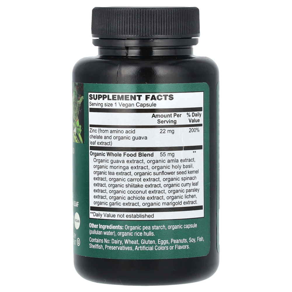 PlantFusion, Vegan Wholefood, цинк, 22 мг, 60 органических вегетарианских капсул