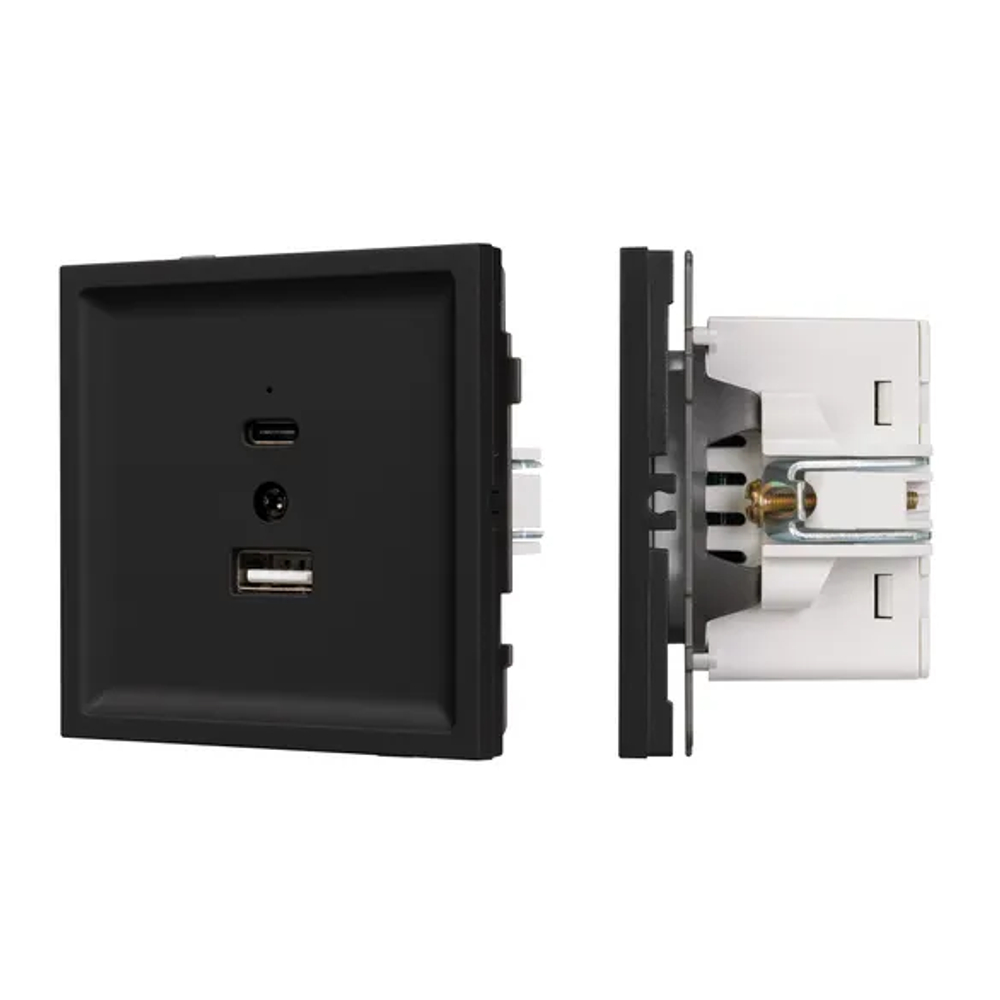 Механизм USB розетки SCT-TENDO-MUAC-SFPL-BK (5V, 3A, QC3) (Arlight, -) 054536