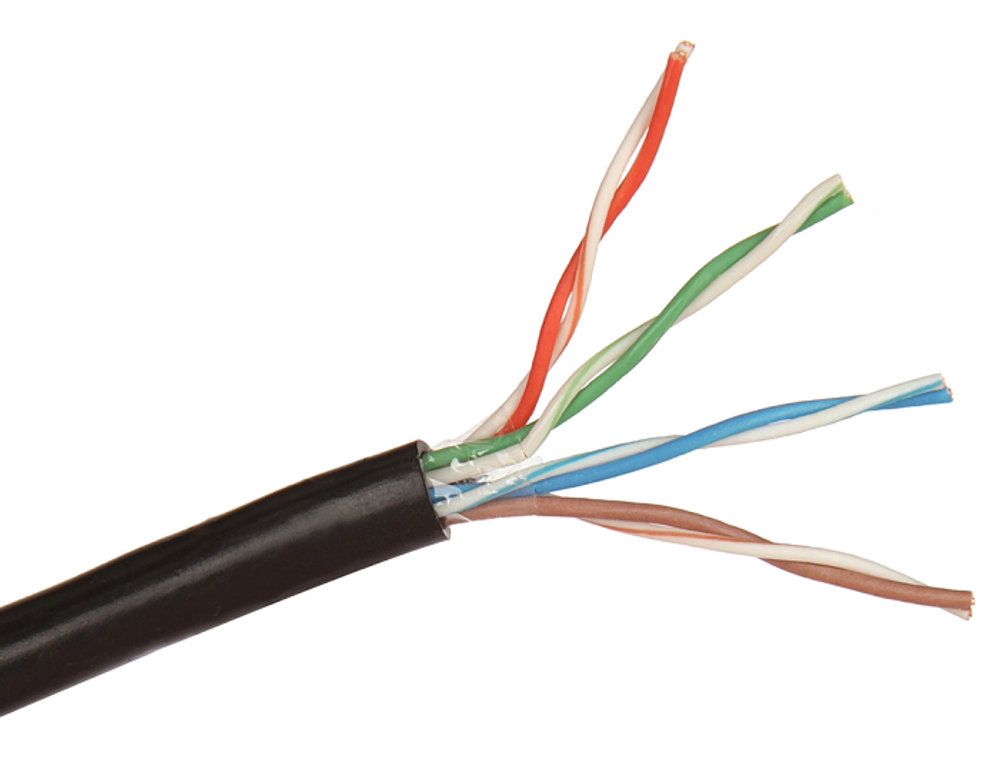 Кабель витая пара U/UTP 5e кат. 4 пары Exegate UTP4-C5e-CU-S24-OUT-PE-BK-305