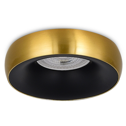 Donel, св-к встроенный, ЧЕРНЫЙ с кольцом цвета ЛАТУНЬ, D95xH35мм, под лампу GU10, серия: DN02