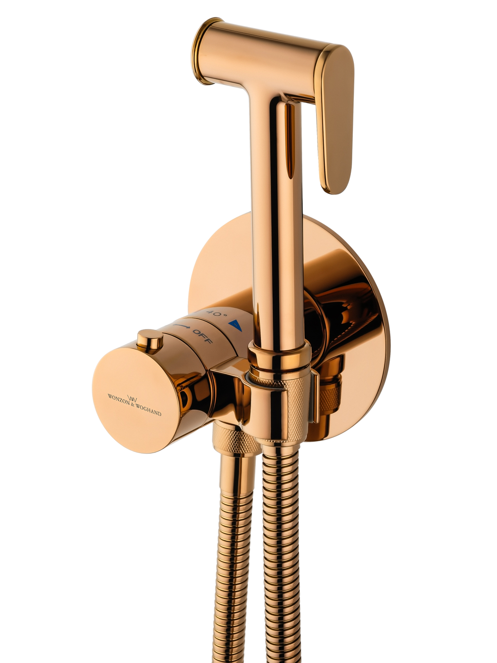 Смеситель с гигиеническим душем и термостатом встраиваемый WONZON & WOGHAND, Розовое золото (WW-88829909-RG)