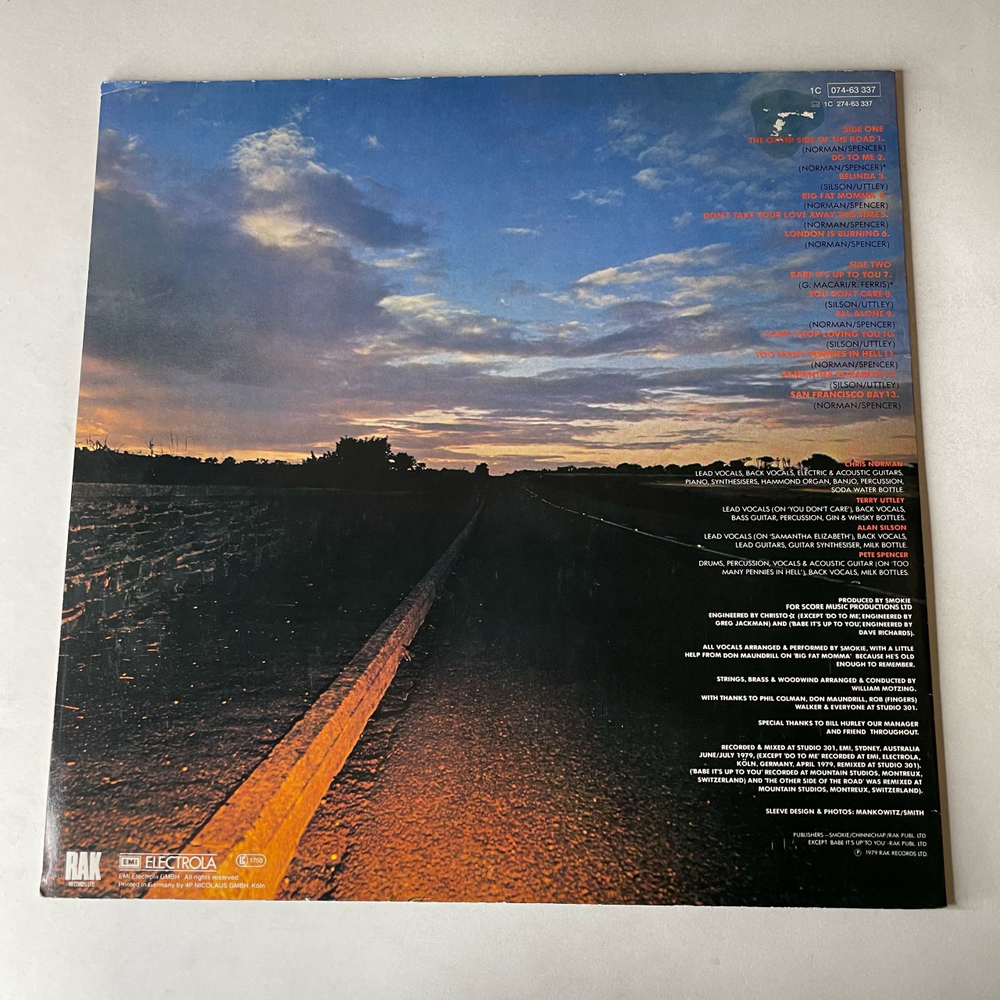 Винтажная виниловая пластинка LP Smokie Smokey Смоуки, The Other Side Of The Road (Германия 1979)