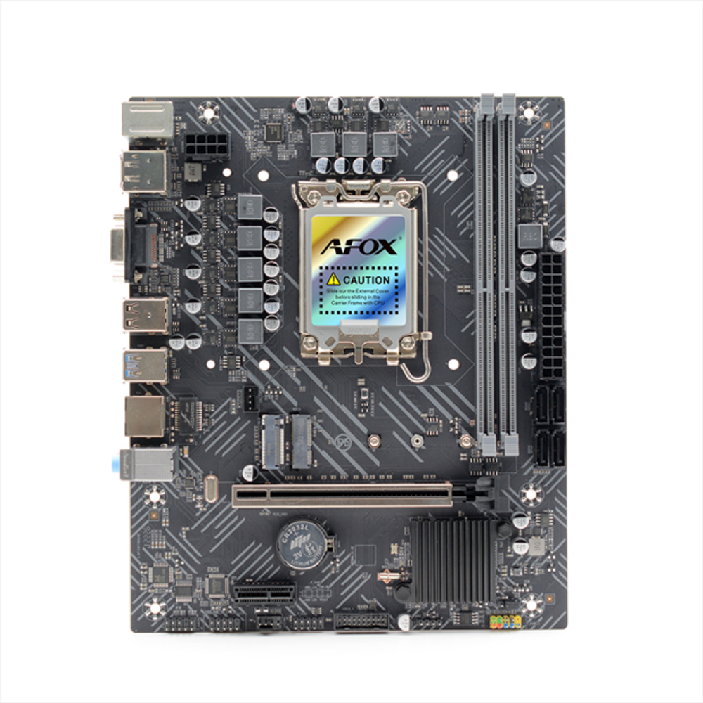 Материнская плата AFOX IH610D4-MA-V2, Socket1700, mATX, Retail, 2xDDR4, PCIe4.0, 1xM.2, GLAN, M.2 WiFi, 2xPS/2, 4xUSB2, 4xUSB3, VGA, HDMI, DP