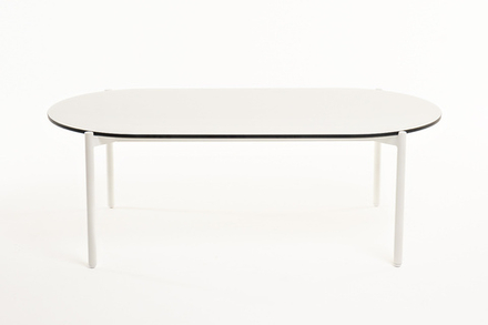 "Диего" журнальный стол из HPL 120х60 H40, каркас белый муар, цвет "молочный"