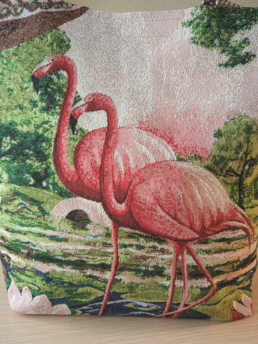 Гобеленовая сумка Розовый фламинго (39х39х12)