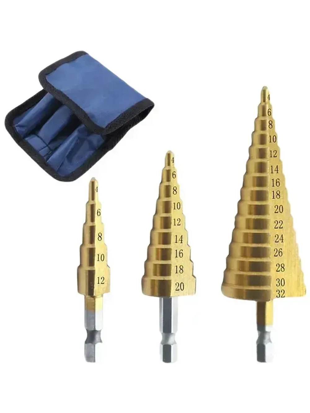 Сверло ступенчатое по металлу 3 шт, для отверстий от 4-32 мм