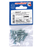 ВИНТ СТРОЙБАТ С ПОТАЙНОЙ ГОЛОВКОЙ ОЦИНК DIN 965 М 4Х25 12ШТ