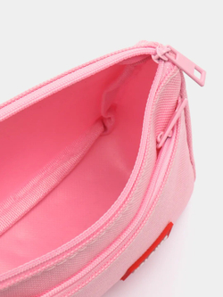 Пенал школьный текстильный подростковый с ручкой, пенал-косметичка, розовый