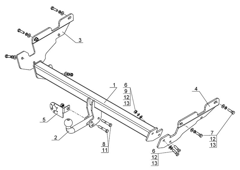 Фаркоп для Mazda CX-5 2012-2017, 2017-2025 Тип шара: A. Нагрузки: 1750/75 кг, MZ 01