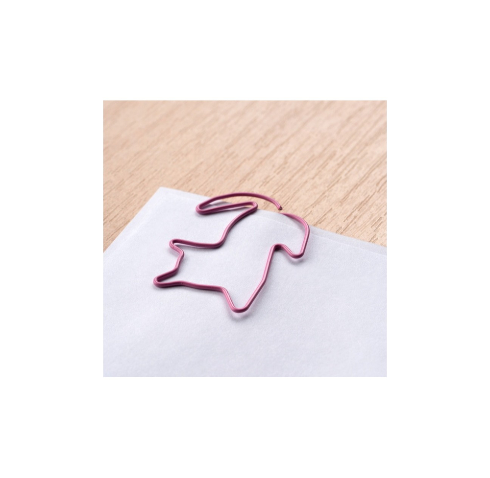 Скрепки фигурные кошка L45 мм 12 шт., пластик. коробка, розовые Глобус