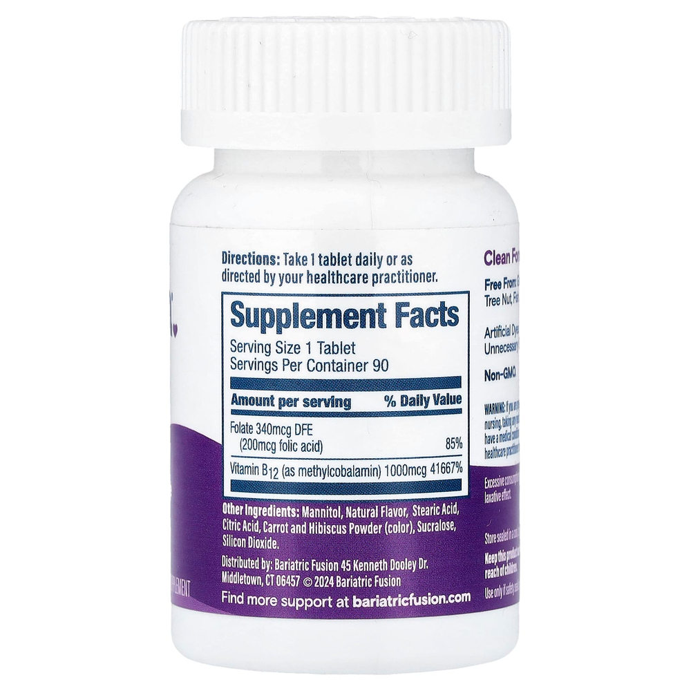 Bariatric Fusion, витамин B12, Quick Melt, виноградный вкус, 90 таблеток
