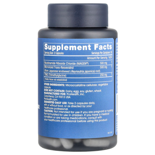ProHealth Longevity, Никотинамид рибозид, полный комплекс, 60 капсул