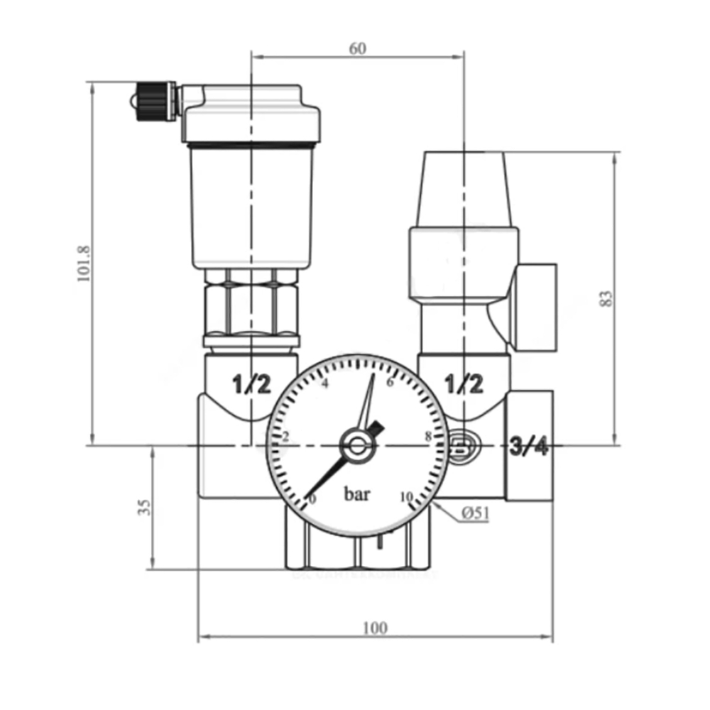 Группа безопасности котла 3 бар 1''