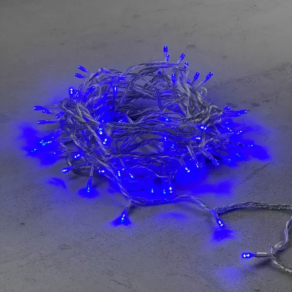 Светодиодная нить 100 синих LED ламп, 10 м., 24В., прозрачный провод ПВХ, LTC (PST100-10-1B)