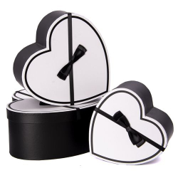 Коробка сердце "БАНТ ЧЕРНЫЙ НА БЕЛОМ"