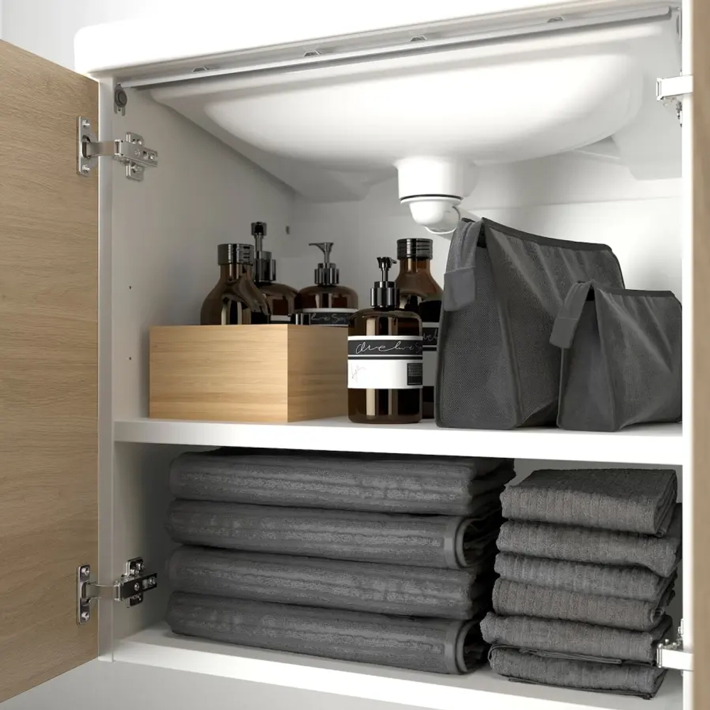 Тумба для ванной - ENHET / TVÄLLEN  /TVАLLEN  IKEA/ ЭНХЕТ / ТВЭЛЛЕН ИКЕА,  64х43х65 см , белый/под беленый дуб