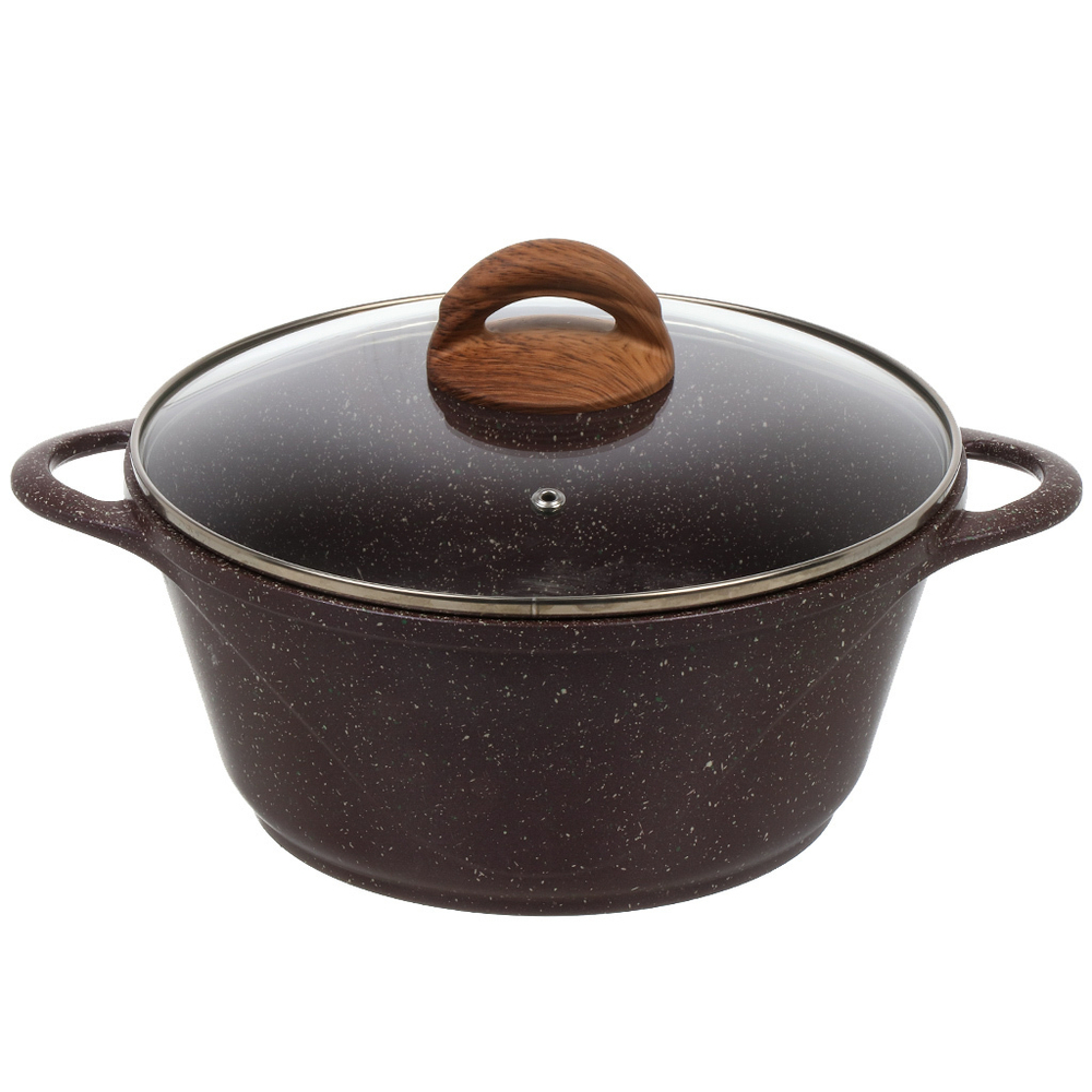 Кастрюля алюм, антиприг, 3 л, с крыш, крыш стекло, кругл, Гурман, Coral, ГМк303КР, индукц