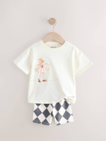 Футболка и шорты в комплекте для девочки Next AB4-633, Белый, Серый