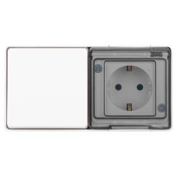 Блок розетка с выключателем ЭРА Эксперт 11-7501-01 IP55 16A-10AX-250В ОУ белый