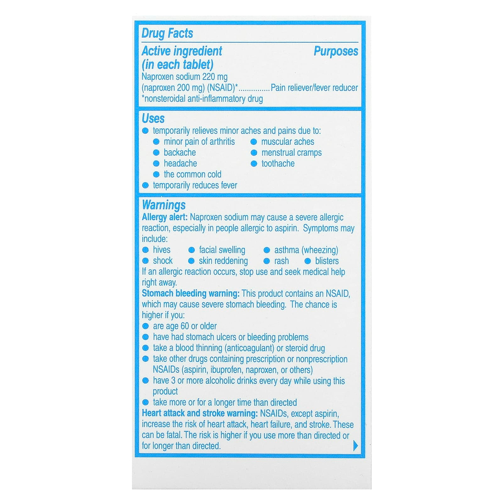 Aleve, Напроксен в таблетках, 220 мг, 40 капсул