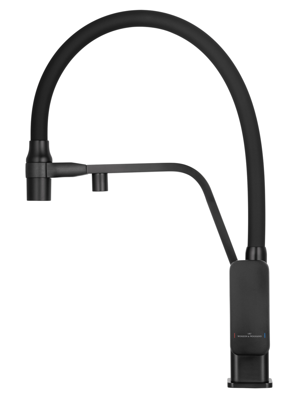 Смеситель для кухни с гибким изливом и подключением фильтра WONZON & WOGHAND, Черный матовый (WW-88458013-MB)