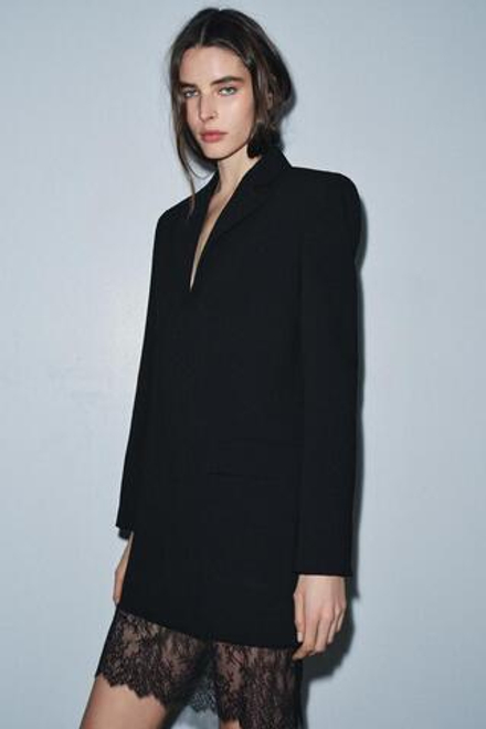 ZARA ПЛАТЬЕ-БЛЕЙЗЕР С КРУЖЕВОМ — ZW COLLECTION LIMITED EDITION, ЧЕРНЫЙ