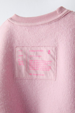 ZARA ОДНОТОННОЕ ХУДИ С ВЫШИВКОЙ, БЛЕДНО-РОЗОВЫЙ