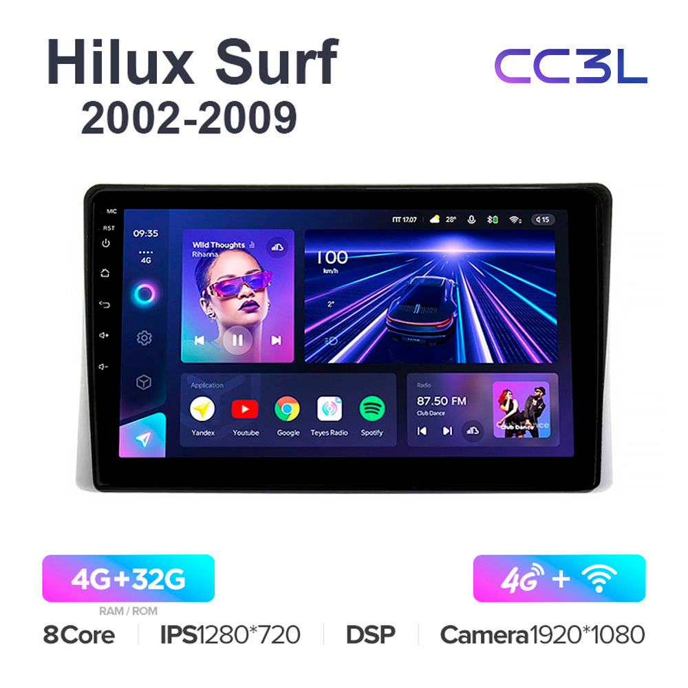 Teyes CC3L 9"для Toyota Hilux Surf 2002-2009
