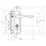 Замок врезной Зенит, ЗВ7-60.1-02, БП-00010578, ручка в комплект, цилиндровый, медь