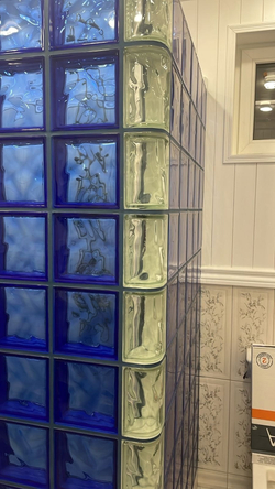 Стеклоблок волна синий окраска в массе Vitrablok 19x19x8