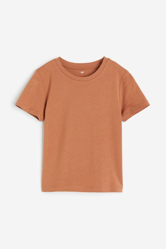 H&M Однотонная футболка, светло-коричневый