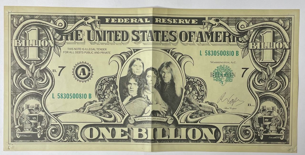 Винтажная виниловая пластинка LP Alice Cooper Billion Dollar Babies (Japan 1973) (No Obi) (1 Press С Купюрой)