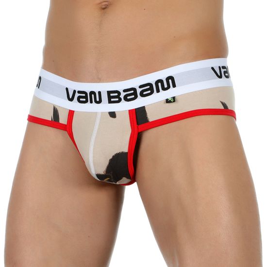 Трусы мужские брифы бежевые с принтом Van Baam 39217
