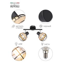 Светильник настенно-потолочный спот Rivoli Fedora 7033-702 2 х E14 40 Вт поворотный | Rivoli