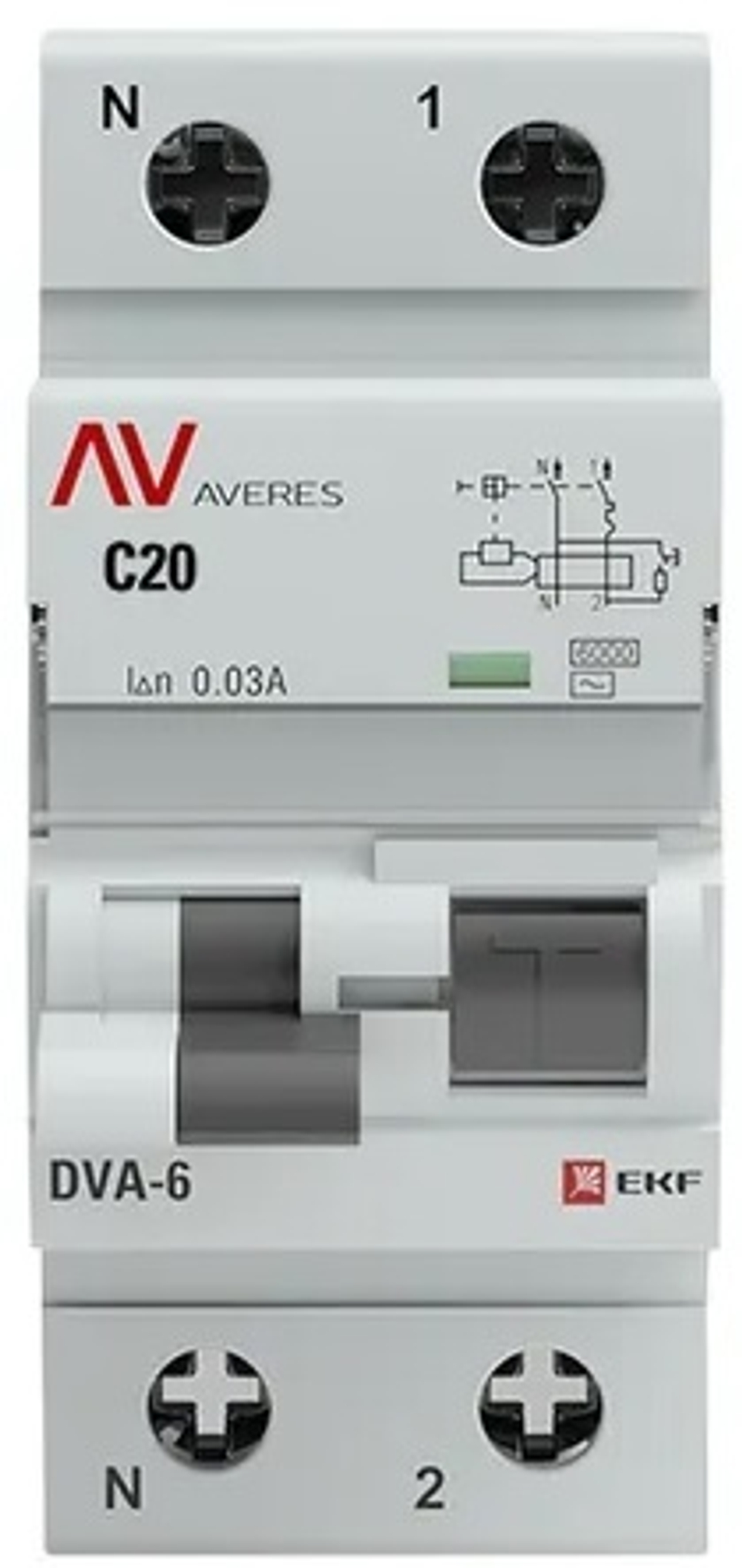 Автомат дифференциальный EKF rcbo6-1pn-20C-30-ac-av