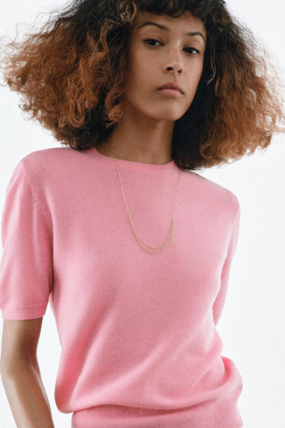 ZARA СВИТЕР ИЗ 100% ШЕРСТИ С КОРОТКИМИ РУКАВАМИ, ЯРКО-РОЗОВЫЙ