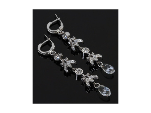 "Ремеда мал." серьги в родиевом покрытии из коллекции "Эксклюзив" от Jenavi  с английским замком