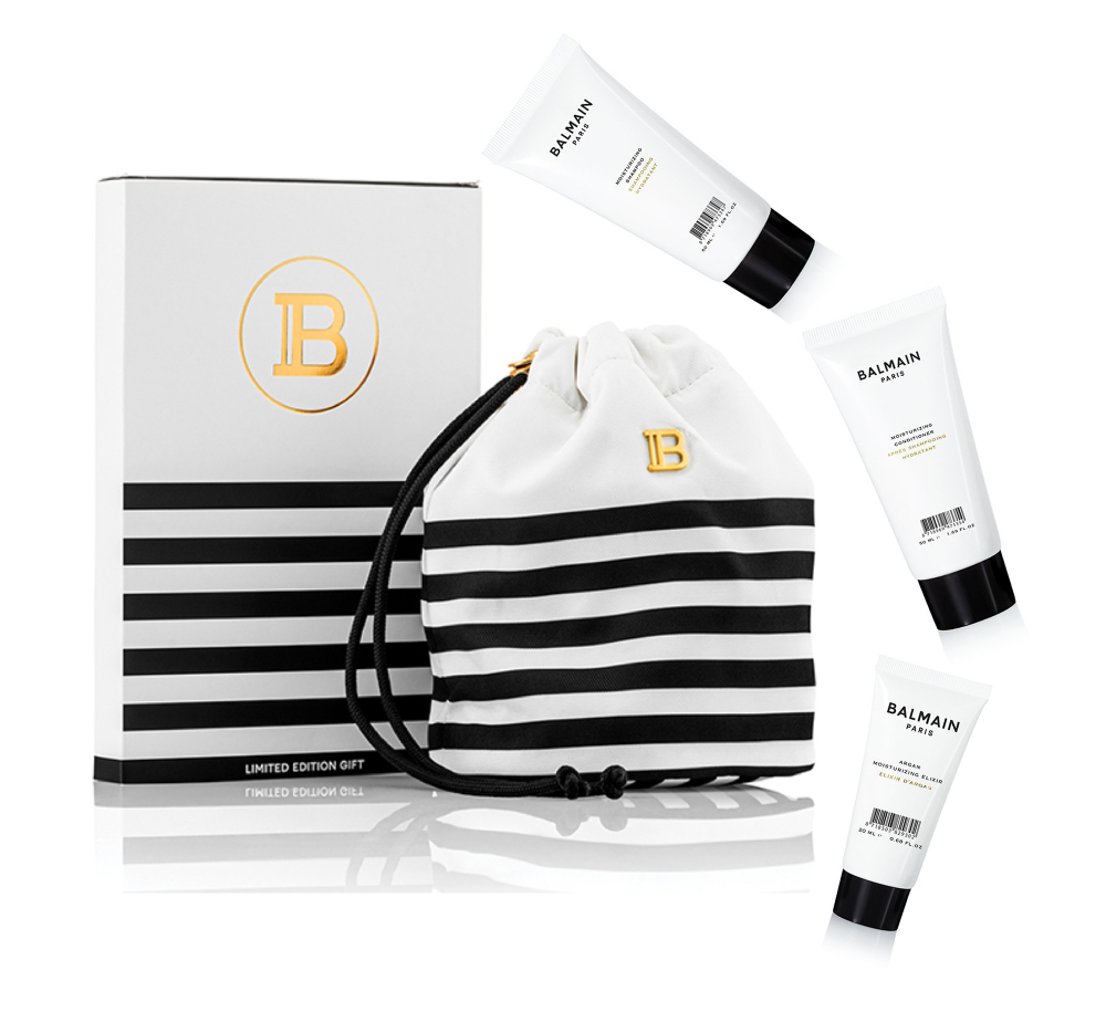 Balmain Hair Couture Сумочка для косметики + 3 дорожных продукта Limited Edition Cosmetic Bag