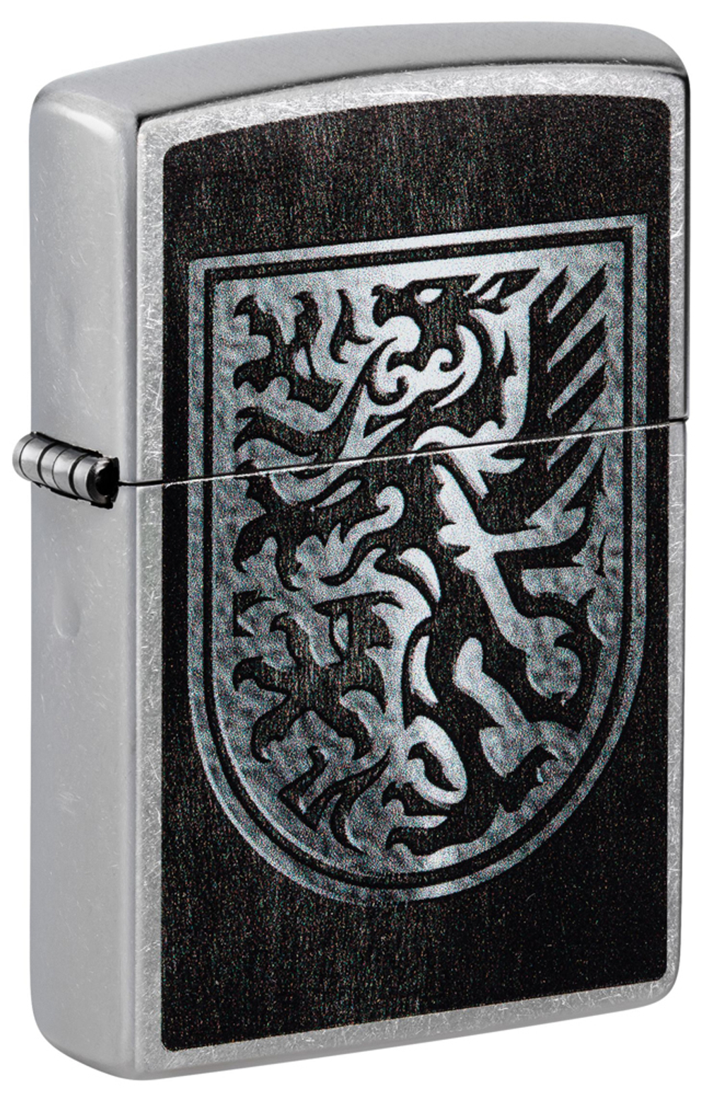 Зажигалка Zippo Dragon Design с покрытием Street Chrome, латунь/сталь, серебристая, 38x13x57 мм