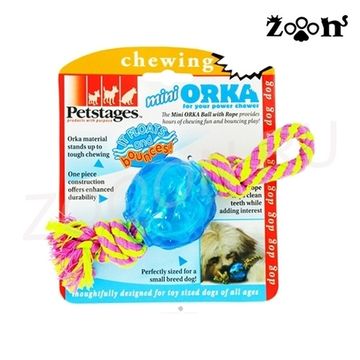 Petstages игрушка для собак Mini ОRКА мячик с канатом, 16-18 см