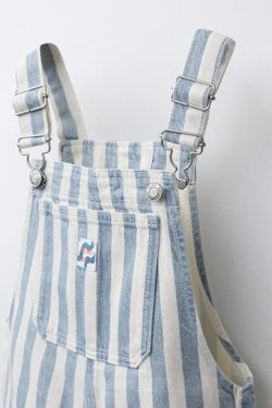 ZARA КОМБИНЕЗОН ИЗ САРЖИ С КАРМАНОМ, СИНИЙ