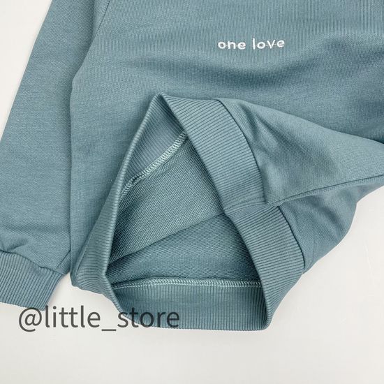 Комплект из футера "One love" Серо-зеленый