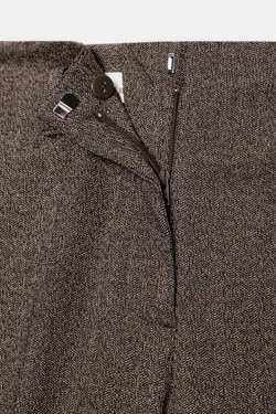 ZARA БРЮКИ В ЕЛОЧКУ С РЕМНЕМ, КОРИЧНЕВЫЙ