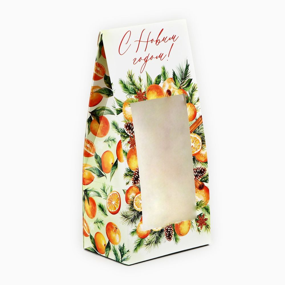 Коробка складная «С Новым годом!», мандарины, 9 х 19 х 6 см