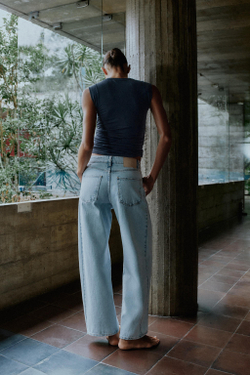 ZARA ТОП С БОКОВЫМИ СБОРКАМИ, АНТРАЦИТОВЫЙ