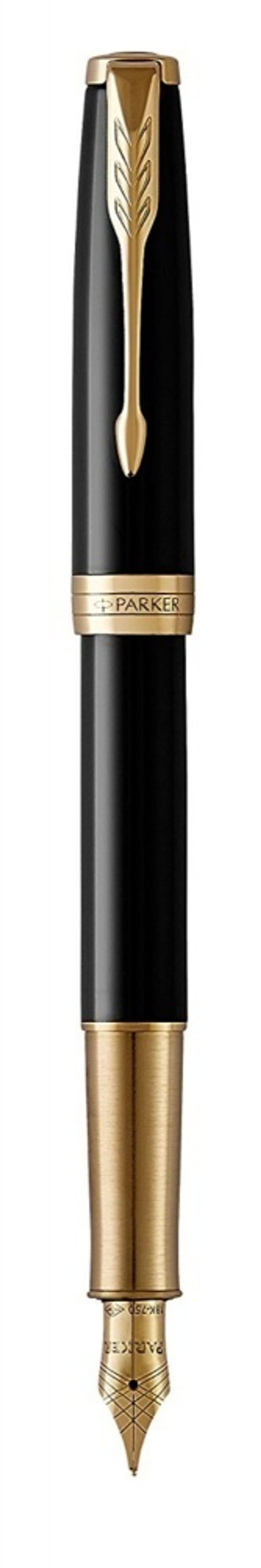 Перьевая ручка Parker Sonnet , Lacquer Deep Black GT , перо: 18К золото, F, цвет чернил: black, в подарочной упаковке