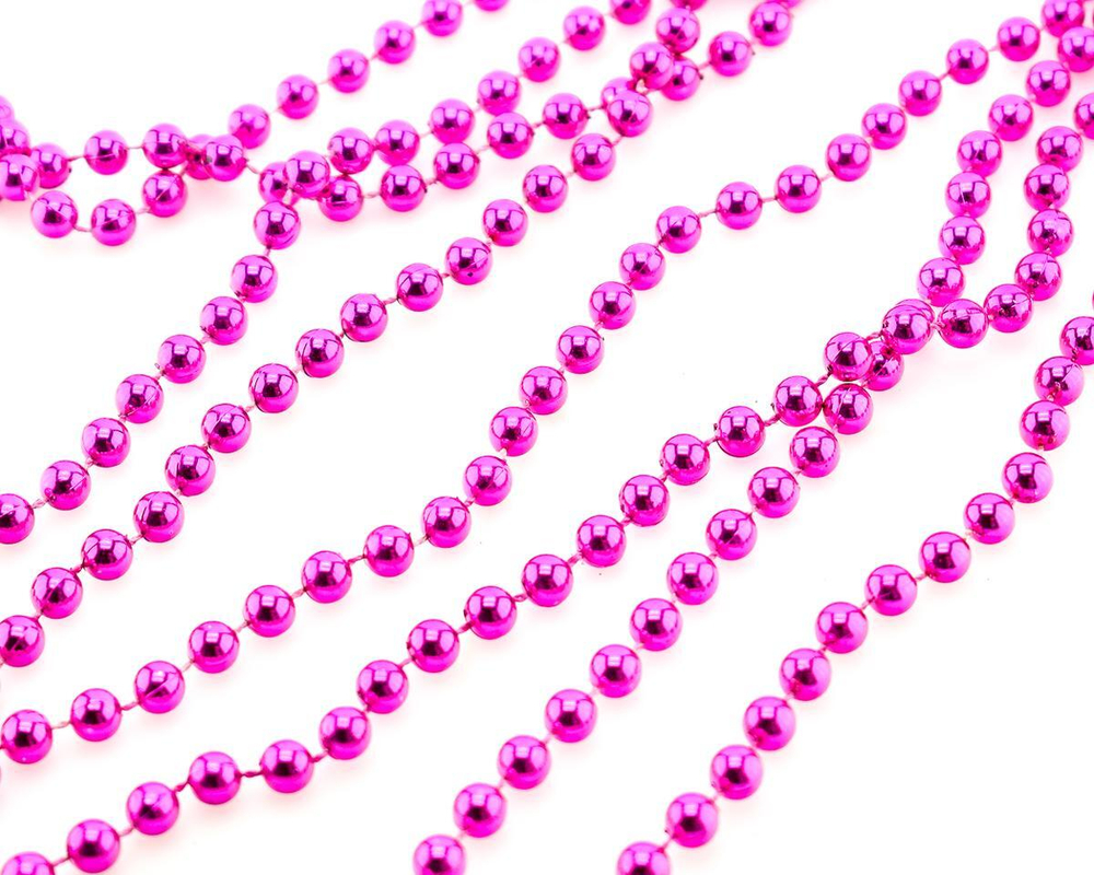 Новогодние бусы 7,5ммх2,7м, фуксия